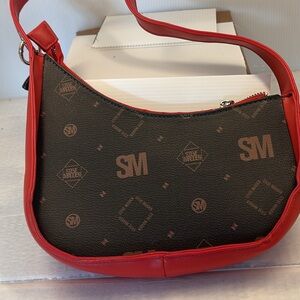 Steve Madden Red and Brown Logo Shoulder Bag